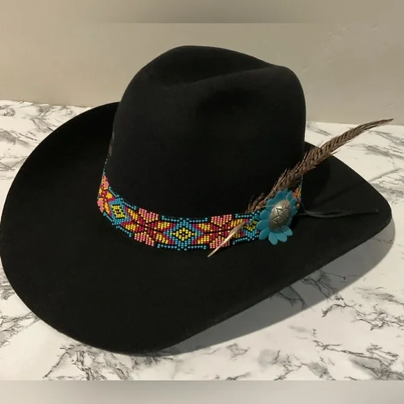 Charlie Horse Women's Gold Digger Cowboy 100% Wool Hat Black Sz